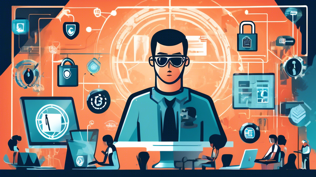 Create an informative illustration depicting the concept of online privacy regulations, focusing on the FTC (Federal Trade Commission). Include visual elements such as a digital lock, a computer screen with privacy settings, diverse individuals using devices, and symbols representing regulation and protection. The background should suggest a secure digital environment, emphasizing the importance of safeguarding personal data online.